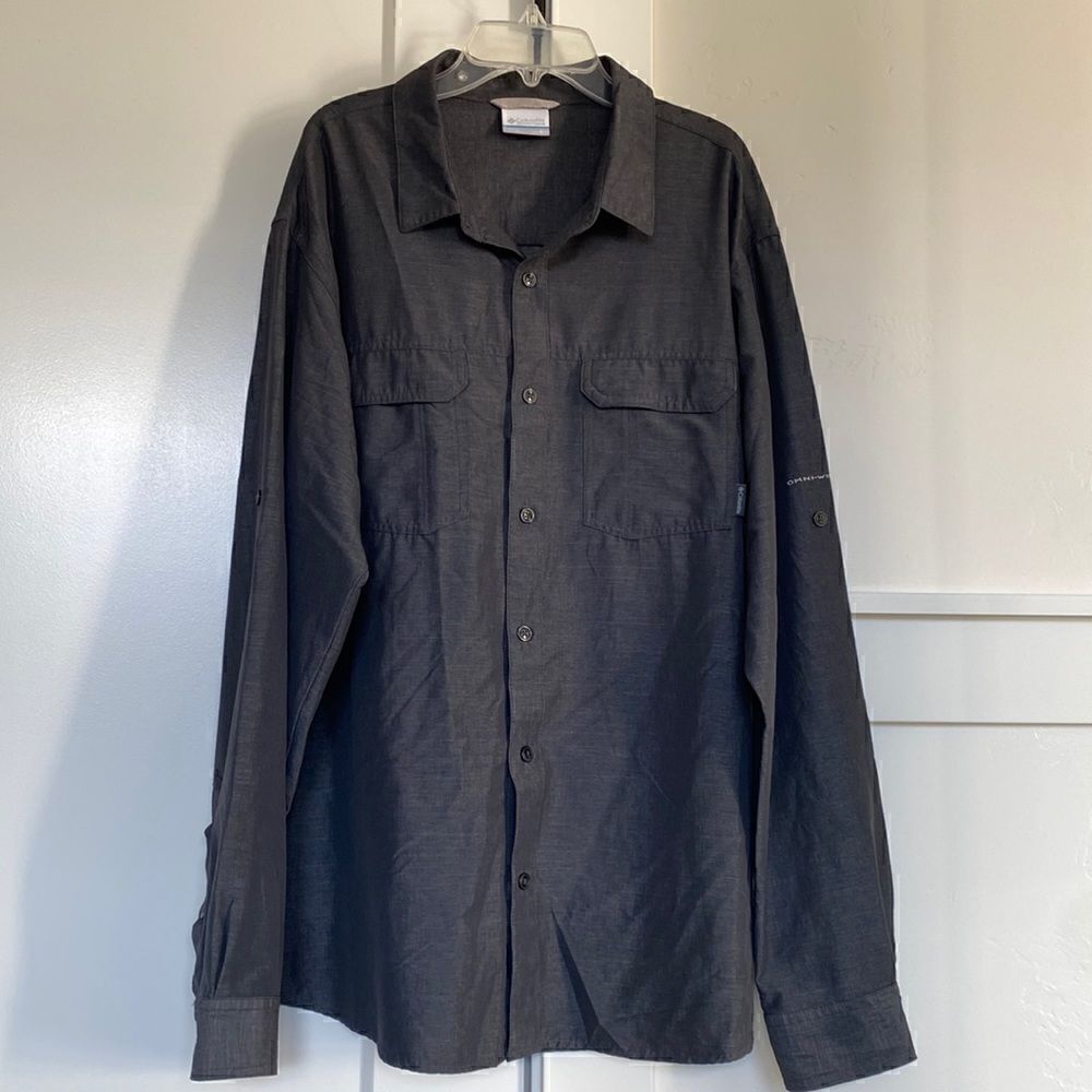Columbia Men’s Long Sleeve Shirt Gray Omni-Wick Lightweight Performance Size L